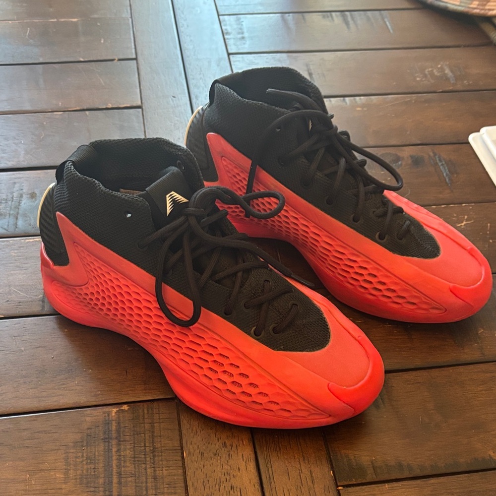 adidas ae 1 low Kids Red and Black Mesh-Accented Sneakers